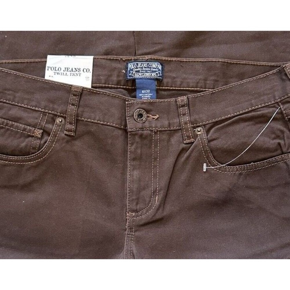 NEW Polo Jeans Company Women's 6 6x32 Twill Pant Brown Loden 100% Cotton NWT - Picture 5 of 6
